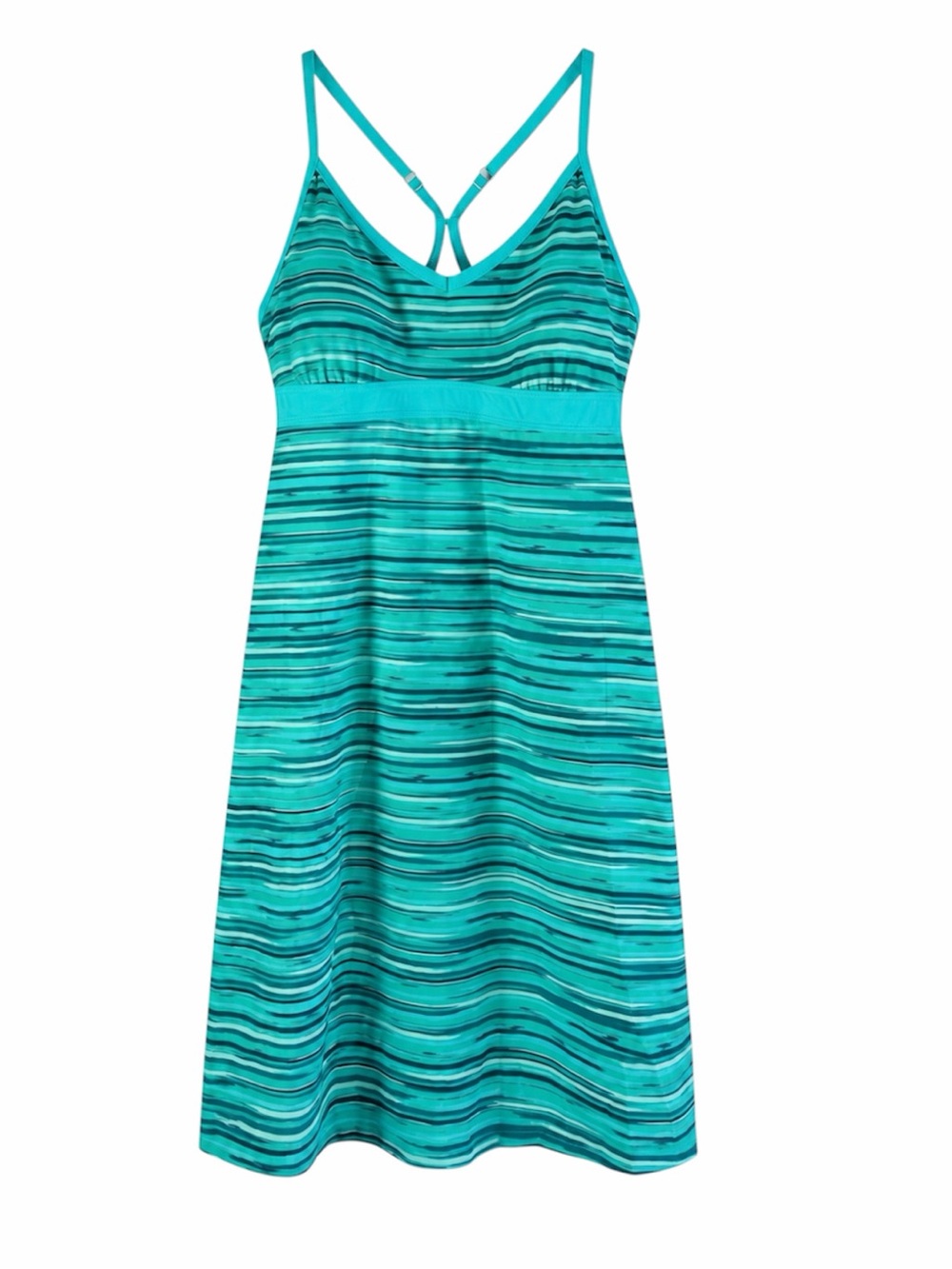 Athleta Shorebreak Striped Dress Women’s XS Teal Blue Swim Adjustable Straps